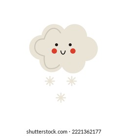 Imagen vectorial de una nube linda aislada en el fondo blanco.