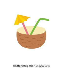 Imagen vectorial de un bonito cóctel de coco con fondo blanco.