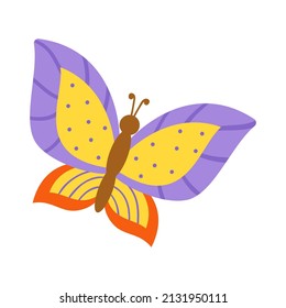 Vector picture of cute colorful butterfly isolated on white background.
