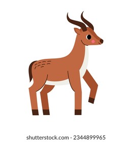 Vector picture of cute gazelle or antelope isolated on white background.