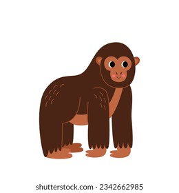 Vector picture of cute gorilla isolated on white background.