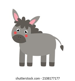 Imagen vectorial de un mono burro gris aislado en el fondo blanco.