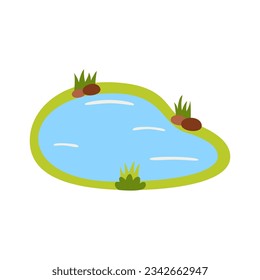 Vector picture of cute hand drawn water pond isolated on white background.