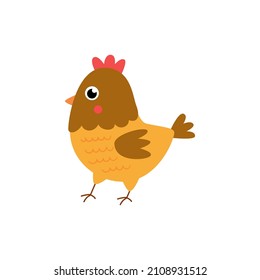 Vector picture of cute hen isolated on white background.