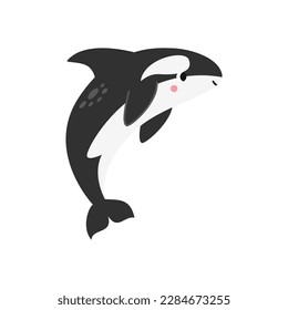 Vector picture cute killer whale isolated white background 