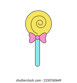 Vektorbild von süßem Lollipop, einzeln auf weißem Hintergrund.