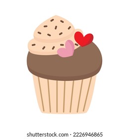 Vector picture of cute muffin isolated on white background.