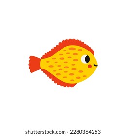 Vector picture of cute plaice isolated on white background.