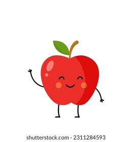 Imagen vectorial de una linda manzana roja aislada en un fondo blanco.