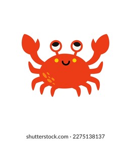 Vector picture of cute red crab isolated on white background.