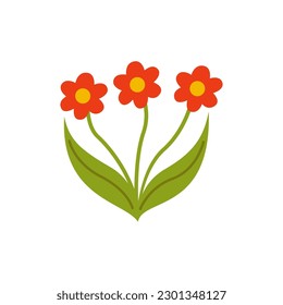 Imagen vectorial de flores rojas lindas aisladas en un fondo blanco.