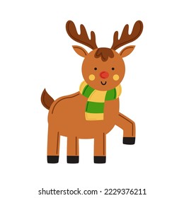 Vector picture of cute reindeer isolated on white background.