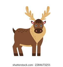 Vector picture of cute reindeer isolated on white background.