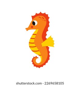 Vector picture cute sea horse isolated on white background.