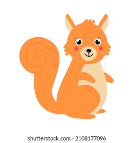 Vector picture of cute squirrel isolated on white background.
