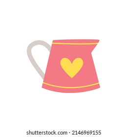 Vector picture of cute watering can isolated on white background.