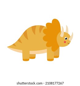 Imagen vectorial de un lindo dinosaurio amarillo aislado en fondo blanco.