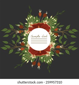 Vector picture with different flowers