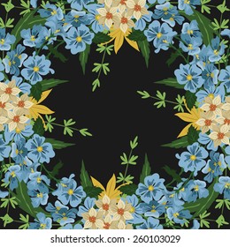 Vector picture with different flowers