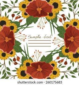Vector picture with different flowers 