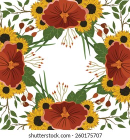 Vector picture with different flowers 