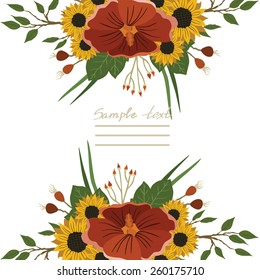 Vector picture with different flowers 