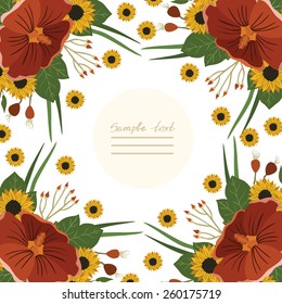 Vector picture with different flowers 