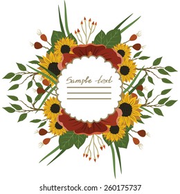 Vector picture with different flowers 