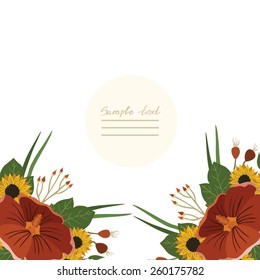 Vector picture with different flowers 