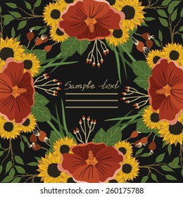 Vector picture with different flowers 