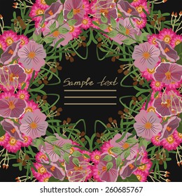Vector picture with different flowers