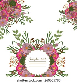Vector picture with different flowers
