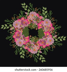 Vector picture with different flowers