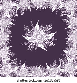 Vector picture with different flowers