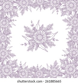 Vector picture with different flowers