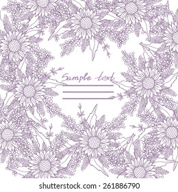 Vector picture with different flowers