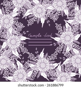 Vector picture with different flowers
