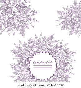 Vector picture with different flowers