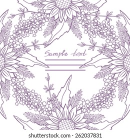 Vector picture with different flowers