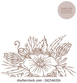 Vector picture with different flowers