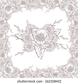 Vector picture with different flowers