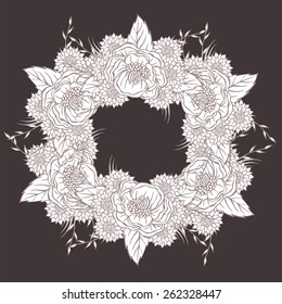 Vector picture with different flowers