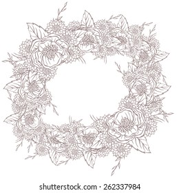 Vector picture with different flowers