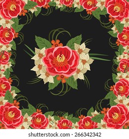 Vector picture with different flowers