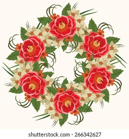 Vector picture with different flowers