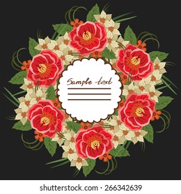 Vector picture with different flowers