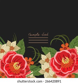 Vector picture with different flowers