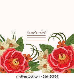 Vector picture with different flowers