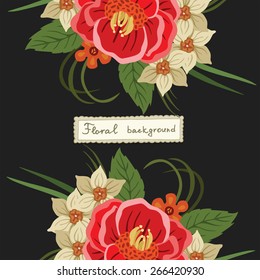 Vector picture with different flowers