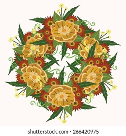 Vector picture with different flowers